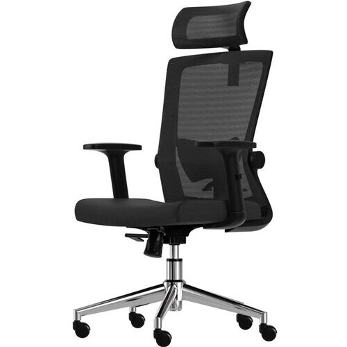 Tweedekans LifeGoods Ergonomische Bureaustoel - Office Chair - NEN- en SGS-gecertificeerd - Volwassenen - Hoofdsteun - Zwart/Chroom Tweedehands