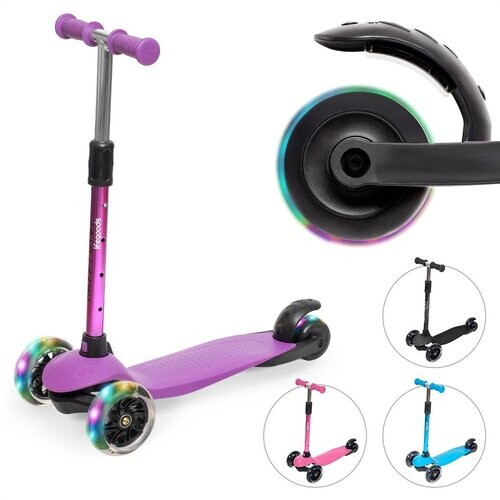 Tweedekans LifeGoods HappyStep - Kinderstep - Step 2-5 Jaar - 3 Lichtgevende Wielen - Jongens/Meisjes - Paars Tweedehands