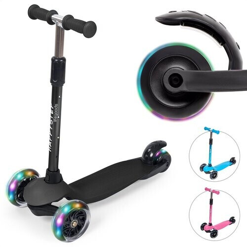 Tweedekans LifeGoods HappyStep - Kinderstep - Step 2-5 Jaar - 3 Lichtgevende Wielen - Jongens/Meisjes - Zwart Tweedehands