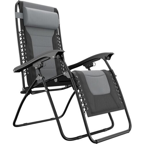 Tweedekans LifeGoods Ligstoel Comfort - Opvouwbaar - 30°-90° Verstelbaar - Beker en Telefoonhouder - Tuinstoel - Zwart/Grijs Tweedehands