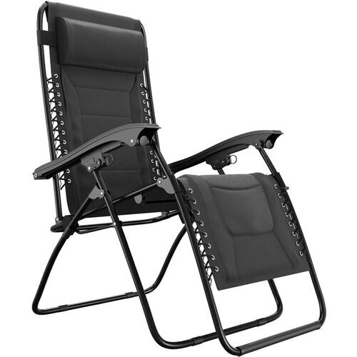 Tweedekans LifeGoods Ligstoel Comfort - Opvouwbaar - 30°-90° Verstelbaar - Beker en Telefoonhouder - Tuinstoel - Zwart Tweedehands