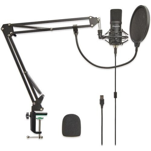 Tweedekans LifeGoods Microfoon voor PC - Met Arm - Gaming Microfoon - Streaming - Condensator - Noise Cancelling - Plopkap - Popfilter - Zwart Tweedehands