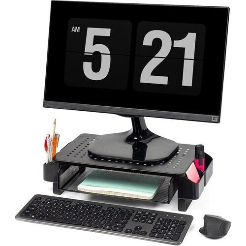 Tweedekans LifeGoods Monitorstandaard - Monitor Verhoger - Beeldscherm Verhoger - Verstelbaar - 37 x 23,5 x 10 cm - Metaal - Zwart Tweedehands