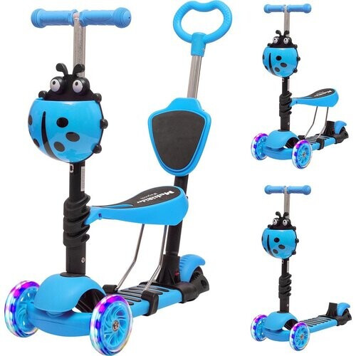 Tweedekans LifeGoods MultiRider - Kinderstep met Duwstang - 3 tot 8 Jaar - Jongens/Meisjes - 2 Lichtgevende Wielen - Blauw Tweedehands