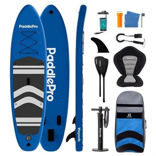 Tweedekans LifeGoods - PaddlePro SUP Board - met Zitje - Opblaasbaar Paddle Board - Complete Set - Max. 135KG - 320 x 81 cm - Blauw Tweedehands