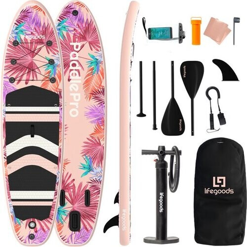Tweedekans LifeGoods PaddlePro SUP Board - Opblaasbaar Paddle Board - Complete Set - Max. 150KG - 320x81cm - Tropisch Roze Tweedehands