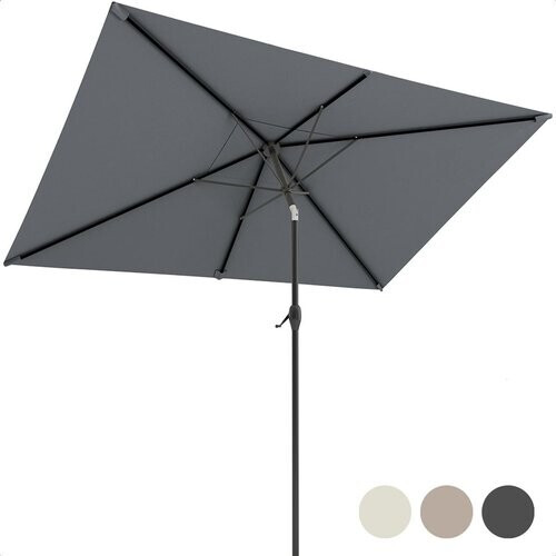 Tweedekans LifeGoods Parasol – Waterdicht & Kantelbaar – 270 x 180 x 245 cm – Donkergrijs Tweedehands