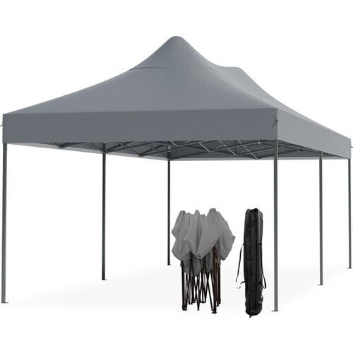 Tweedekans LifeGoods Partytent - Paviljoen - Easy Up - Opvouwbaar - Waterdicht - Met Draagtas Met Wieltjes - 300 x 600 cm - Donkergrijs Tweedehands