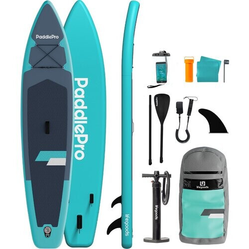 Tweedekans LifeGoods SUP Board – Incl. Accessoires – max. 165 kg – 365 x 81 x 15 cm – Turquoise Tweedehands