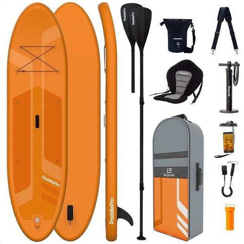 Tweedekans LifeGoods SUP Board - Luxe Set - met Zitje - Opblaasbaar Paddle Board - Max. 135KG - 320x81cm - Oranje Tweedehands