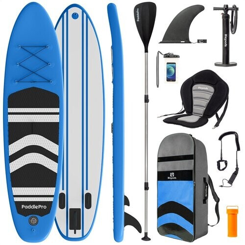 Tweedekans LifeGoods SUP Board - met Zitje - Opblaasbaar Paddle Board - Complete Set - Max. 135KG - 320x81cm - Blauw Tweedehands