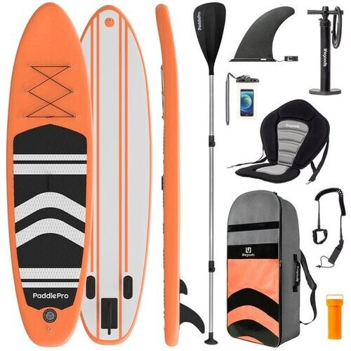 Tweedekans LifeGoods SUP Board - met Zitje - Opblaasbaar Paddle Board - Complete Set - Max. 135KG - 320x81cm - Oranje Tweedehands