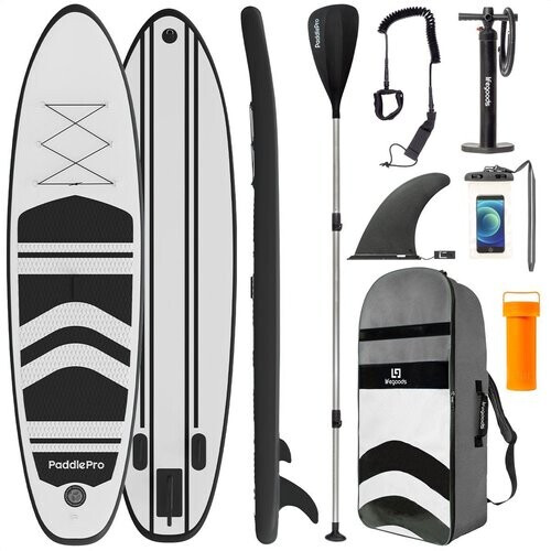 Tweedekans LifeGoods SUP Board - Opblaasbaar Paddle Board - Complete Set - Max. 135KG - 320x81cm - Wit/Zwart Tweedehands
