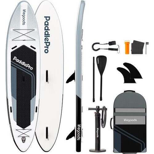 Tweedekans LifeGoods SUP Board Tandem - 2 Personen - 220 KG Draagkracht - 381 x 86 cm - Opblaasbaar - Compleet Sup pakket - Wit/Zwart Tweedehands