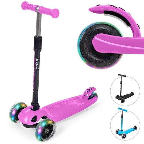 Tweedekans LifeGoods TurboRide Kinderstep - Step 5-8 Jaar - 3 Lichtgevende Wielen - Jongens/Meisjes - Roze Tweedehands