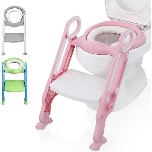 Tweedekans LifeGoods WC Verkleiner met Trapje - Toilettrainer met Opstapje - Potje peuter - 2 tot 7 Jaar - Roze/Wit Tweedehands