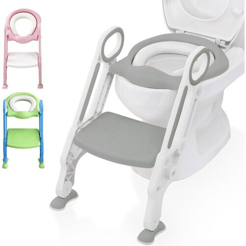 Tweedekans LifeGoods WC Verkleiner met Trapje - Toilettrainer met Opstapje - Potje peuter - 2 tot 7 Jaar - Grijs/Wit Tweedehands