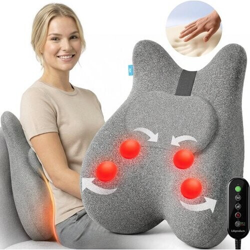 Tweedekans Lifeproducts Massagekussen met Memory Foam - Nekmassage Apparaat - Rug Massageapparaat - Massage voor Nek en Rug - Shiatsu Nek Massage Apparaat met Warmtefunctie Tweedehands