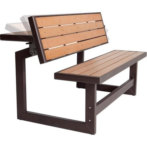 Tweedekans Lifetime Tuinbankje Multifunctioneel - Max 226KG - Bankje naar Tafel - Weerbestendig Imitatiehout - Bruin Tweedehands
