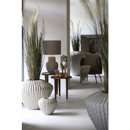 Tweedekans Light & Living - Lampenkap Saverna - Handgemaakte Rond Lampenkap van Textiel - Ø35x30 cm - Bruin Tweedehands