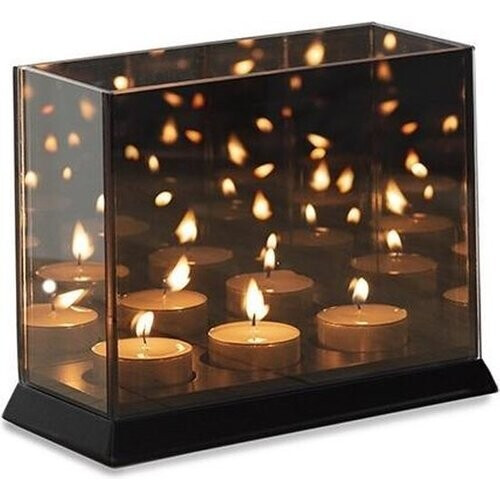 Tweedekans Liva Living – Magic Cube Sfeerlichthouder – 3 Kaarsen & 20 x 9 x 15 cm – Voorzien Van Tinted Mirror Glass En Oneindig Reflectie-effect – Voor Binnen En Buiten – Zwart Glas En Mdf Tweedehands