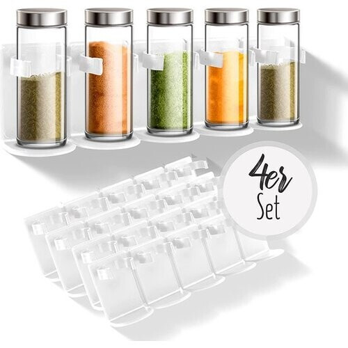 Tweedekans LOBUX® - Kruidenrek zonder boren - ruimte voor 20 kruiden - zelfklevende keukenkastorganizer voor het opbergen van kruiden - ideaal voor muren, kastdeuren, campers, camping (wit) Tweedehands