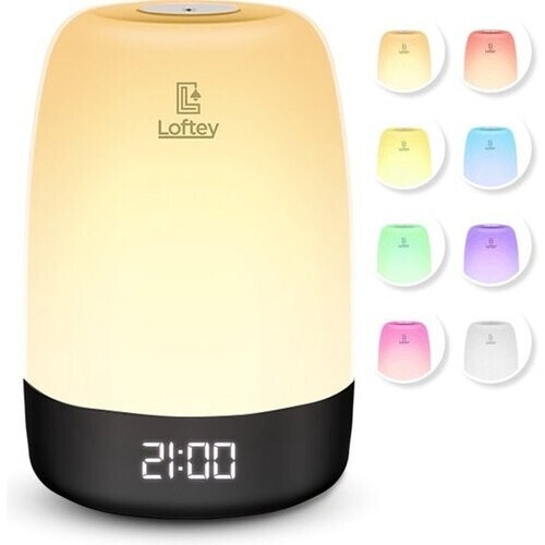 Tweedekans Loftey Wake Up Light - Lichtwekker - Digitale Wekker met lamp - 5 Natuurgeluiden - Snooze Functie - Wit Tweedehands