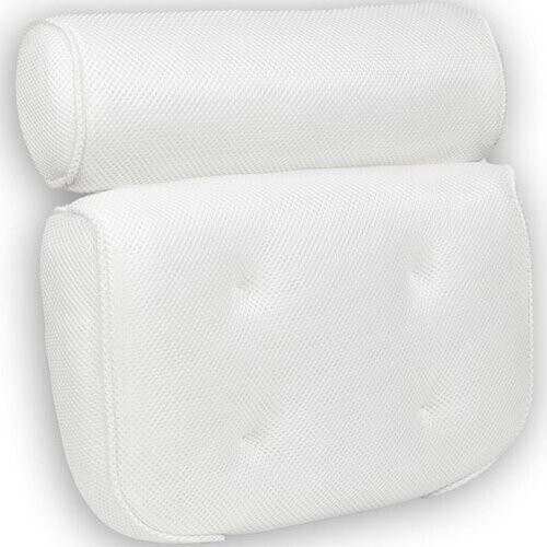 Tweedekans Loti Living Badkussen voor in bad – Badkussen – Nekkussen bad – Hoofdsteun bad – Badkussen met zuignappen – 6 Zuignappen – Ergonomisch nekkussen – Antislip - Wit
