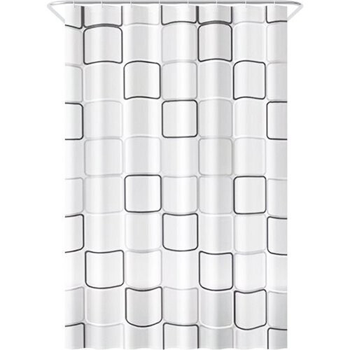 Tweedekans Loti Living Douchegordijn Anti Schimmel – Cube Design - Inclusief ringen – Waterdicht - Polyester - Douchegordijn 120x200 cm Tweedehands