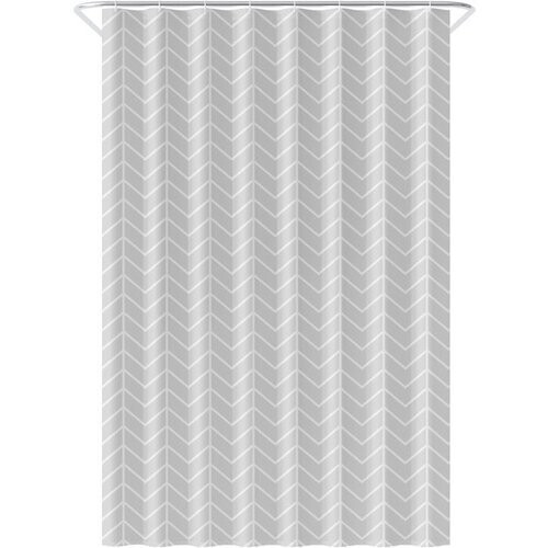 Tweedekans Loti Living Douchegordijn Anti Schimmel – Grijs Patroon - Inclusief ringen – Waterdicht - Polyester - Douchegordijn 120x200 cm Tweedehands