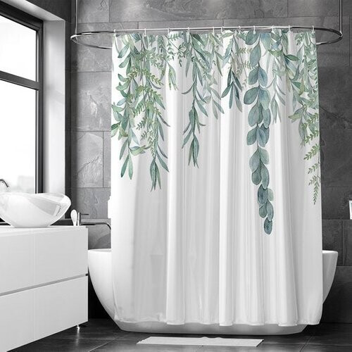 Tweedekans Loti Living Douchegordijn Anti Schimmel – Hangplant - Inclusief ringen – Waterdicht - Polyester - Douchegordijn 180x200 cm Tweedehands