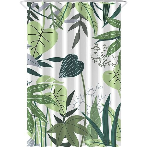 Tweedekans Loti Living Douchegordijn Anti Schimmel – Jungle - Inclusief ringen – Waterdicht - Polyester - Douchegordijn 120x200 cm Tweedehands