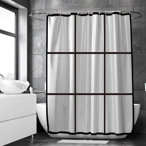 Tweedekans Loti Living Douchegordijn Anti Schimmel – Mat Transparant Zwart - Inclusief ringen – Waterdicht - PEVA - Douchegordijn 180x200 cm Tweedehands