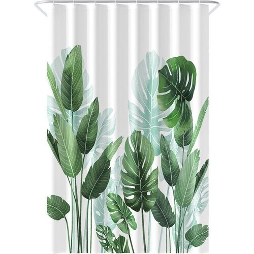 Tweedekans Loti Living Douchegordijn Anti Schimmel – Strelitzia - Inclusief ringen – Waterdicht - Polyester - Douchegordijn 120x200 cm Tweedehands
