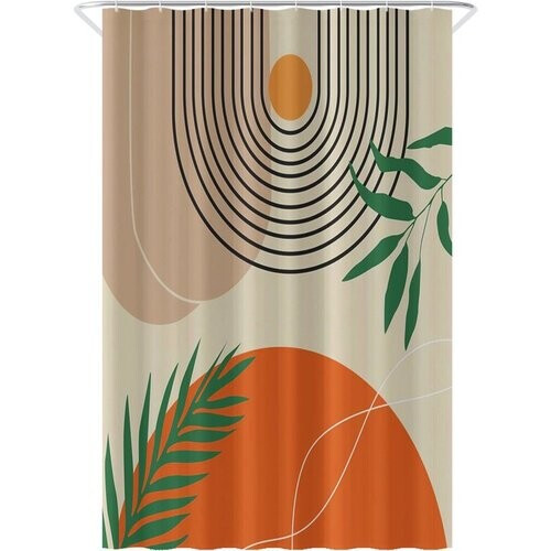 Tweedekans Loti Living Douchegordijn Anti Schimmel – Textured Art - Inclusief ringen – Waterdicht - Polyester - Douchegordijn 120x200 cm Tweedehands