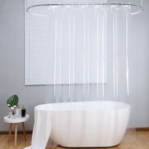 Tweedekans Loti Living Douchegordijn Anti Schimmel – Transparant - Inclusief ringen – Waterdicht - PEVA - Douchegordijn 120 x 200 cm Tweedehands