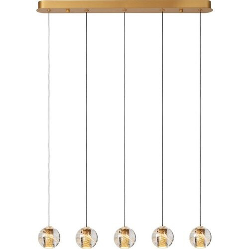 Tweedekans Lucide Dilenko hanglamp LED - dimbaar - 5x3,5W 2700K – mat goud/messing – 84 x 10 x 150 cm Tweedehands