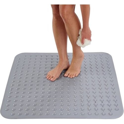 Tweedekans Luft Douche en Bad mat - 48 x 48 cm - Antislip - Grijs - Met zuignappen - Geschikt voor badkamer en douche - Veilig en Stevig Tweedehands