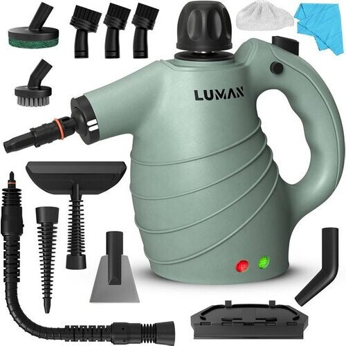 Tweedekans LUMAN 16 in 1 Stoomreiniger C1 - Handstoomreiniger - Handstomer - Vlekkenreiniger - Tapijtreiniger - Incl. Opbergtas en 16 Opzetstukken - 1050 Watt - 450 ML - Groen Tweedehands