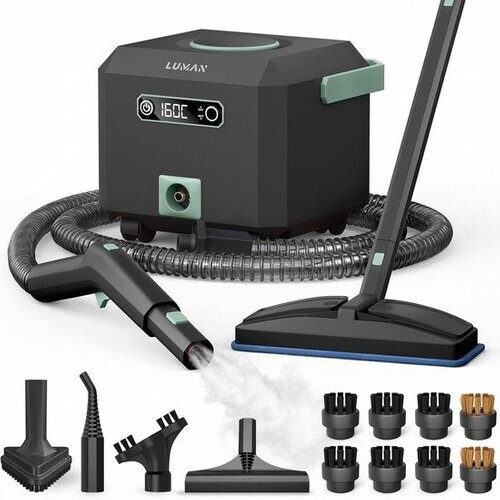 Tweedekans LUMAN Stoomreiniger MAX – 2600W - 60 min Stoomtijd - 2.5L Watertank – Handstoomreiniger & Tapijtreiniger - Zwart Tweedehands
