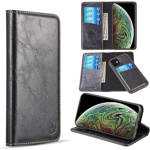Tweedekans LUXMO Flip Wallet Case iPhone 11 Pro Max - Zwart - Magnetisch, 3 Pasjeshouders Tweedehands