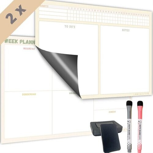 Tweedekans Magnetische weekplanner whiteboard (1) - planner magnetisch - planbord - familieplanner - maandplanner magnetisch Tweedehands