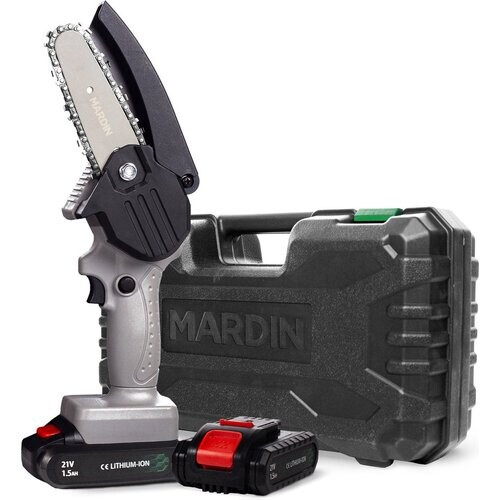 Tweedekans Mardin Mini Kettingzaag – Snoeizaag – 2 Accu’s – Incl. Koffer - Grijs Tweedehands