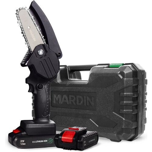 Tweedekans Mardin Mini Kettingzaag – Snoeizaag – 2 Accu’s – Incl. Koffer - Zwart Tweedehands