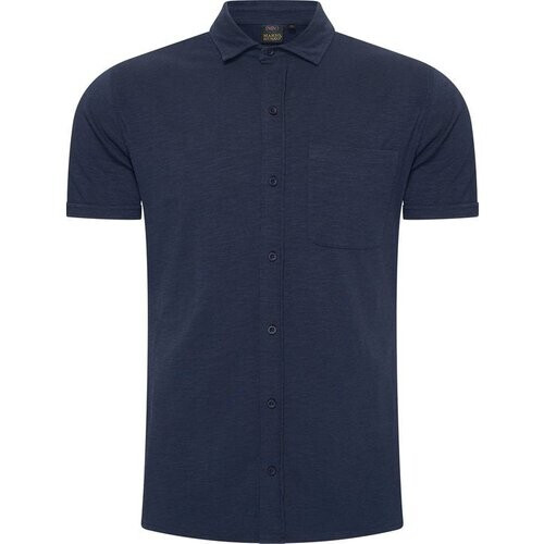 Tweedekans Mario Russo Korte Mouwen Overhemd - Overhemd heren - Polo Shirt Heren - t shirt heren - L - Navy Tweedehands