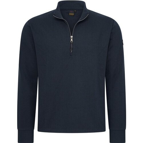 Tweedekans Mario Russo Pique Longsleeve Shirt - Trui Heren - Sweater Heren - Coltrui Heren - L - Navy Tweedehands