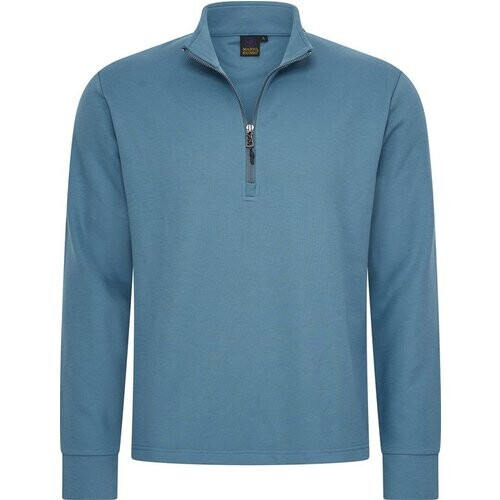 Tweedekans Mario Russo Pique Longsleeve Shirt - Trui Heren - Sweater Heren - Coltrui Heren - L - Blauw Tweedehands