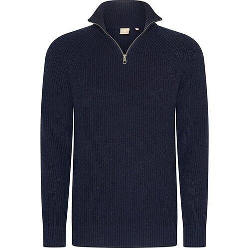 Tweedekans Mario russo stijlvolle trui met openstaande kraag en rits - Heren - Maat L - Navy Tweedehands