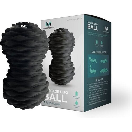 Tweedekans Massagerr® Vibrerende Duo Massagebal - Triggerpoint Bal - 4 Tril Niveaus - Massage Bal - Peanut Ball - Massage Roller voor Rug, Nek, Benen, Voeten, Fullbody Tweedehands