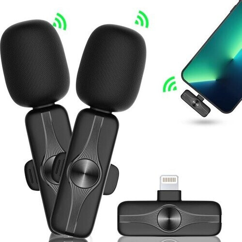 Tweedekans MATTI® 2-in-1 - Draadloze Microfoon voor Vlogs - iPhone - Dasspeld Microfoon - Lavalier - Lightning Tweedehands